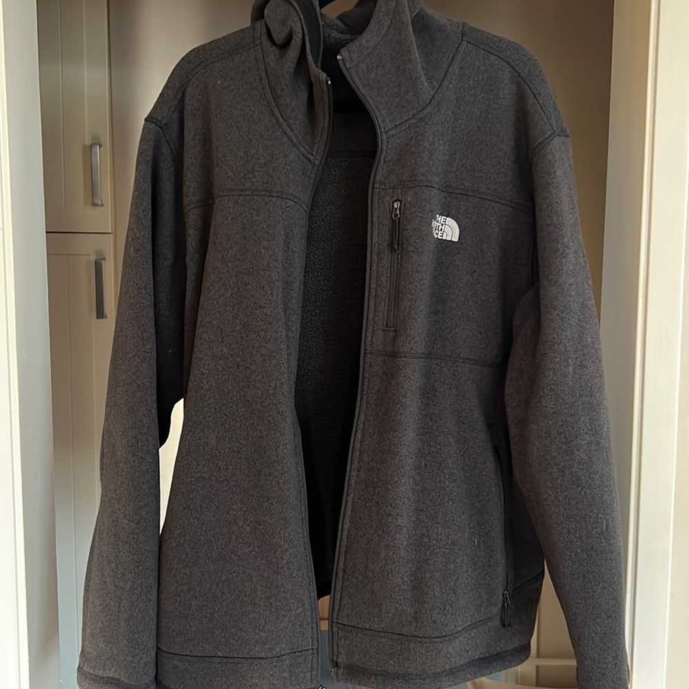 Dark Gray/ brownish North face zip up with hood